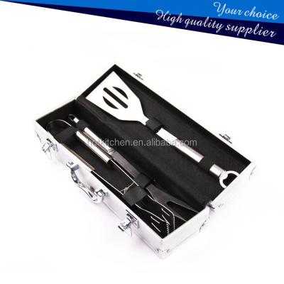 China Easily Cleaned Stainless Steel BBQ Grill Tool 3PC With Aluminum Case SS-BBQ104 for sale