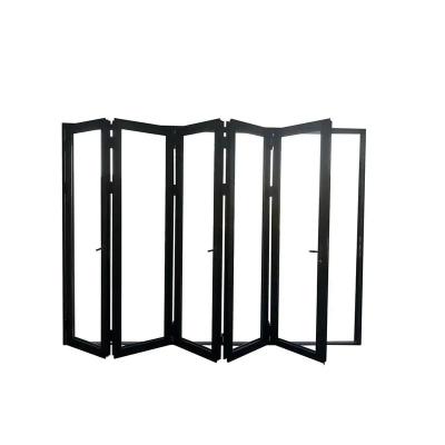 China Hot Sales Folding Screen Folding Tempered Glass Aluminum Windows Double Bi Fold Up Folding Window Hurricane Proof Windows for sale