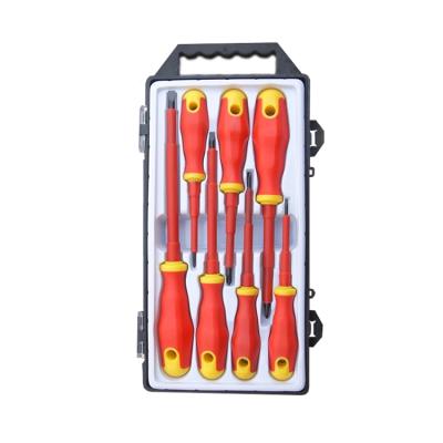 China 7pc Cr-v Steel VDE Insulated 1000v Insulated Hand Repair Tool Kit With Tip Magnetic Flat Head Insulated Screwdriver Set for sale