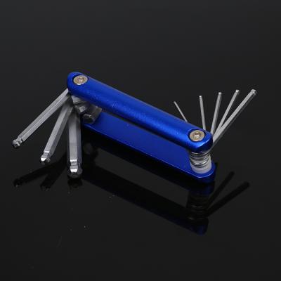 China 8pcs Carbon Steel Ball End Folding Metric/mm Hex Socket Driver Allen Wrench, Custom Allen Wrench With Aluminum Alloy Handle for sale