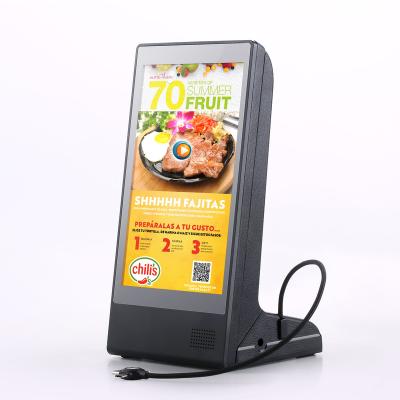 China Professional Indoor L Shape Table Top Restaurant Advertising Factory Patent Design 8 Inch Screen With 23200mAh Charging Function for sale