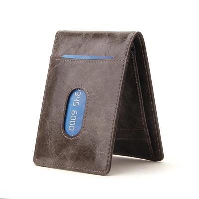 China Minimalist Anti-theft Credit Card Wallet PU Leather Slim Men's RFID Blocking Smart Card Holder Wallet for sale