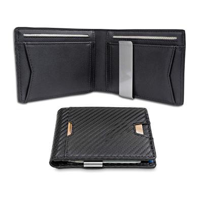 China Anti-theft factory custom carbon fiber wallet for men genuine leather wallet for sale