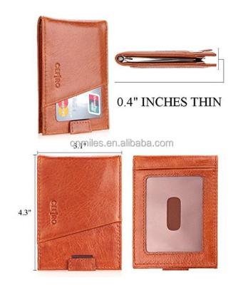 China Anti Theft RFID Blocking Genuine Leather Slim Bifold Money Clip Wallets For Men Wallet for sale