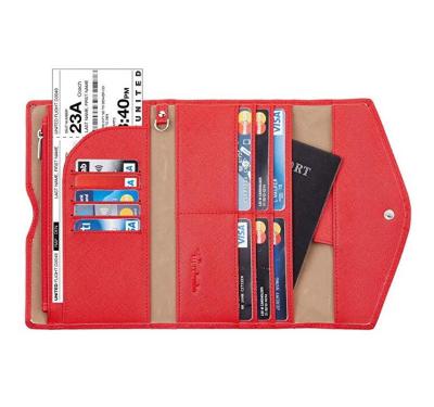 China Universal Passport Leather Cover Wallet PU RFID Document Holder Triple Passport Organizer for sale