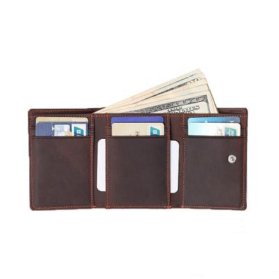 China Excellent Travel Credit Card Triple Rfid Leather Protector Anti Theft Blocking Genuine Leather Men Wallet for sale