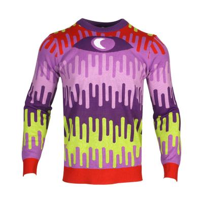 China Breathable Jacquard Ugly Christmas Masculine Color Mosaic Slim Knit Sweater for sale