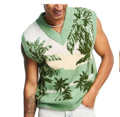 China Anti-wrinkle Palm V-Neck Autumn Sweater Vest for sale