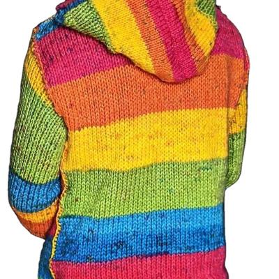 China New Breathable Rainbow Stripe Long Sleeve Knit Hoodie Sweater For Men for sale