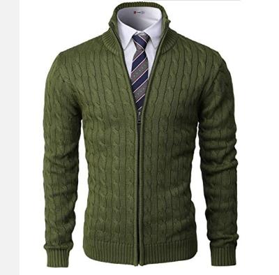 China Slim Pullover Mens Zipper Cardigan Sweater Full Fit Cable Knitted Sweater for sale