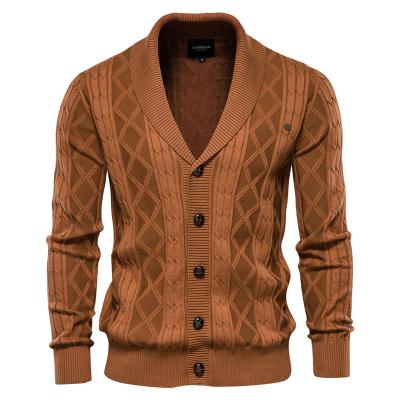 China Vintage V-Neck Men Anti-Wrinkle Cardigan Thick Long Sleeve Sweater for sale