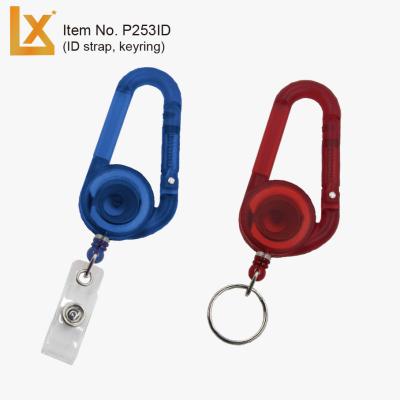 China Retractable ABS Plastic Carabiner Badge Holder Key Holder with Rope and Strong Spring, ID Strap and Key Fob for sale