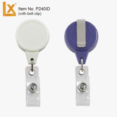 China ABS Plastic Round 32 mm Diameter Twist Retractable Badge Holder No Reels With Belt Clip, ID Strap - Recess 26 mm Diameter for sale