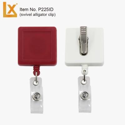 China ABS Plastic Large Square Retractable ID Badge Reels - Recess: 29 mm with swivel clip, ID strap and key ring for sale