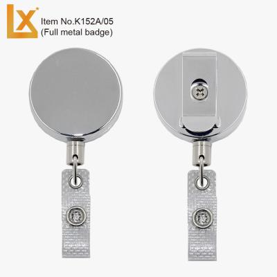 China Good Quality Iron Metal Wire Rope Heavy Duty Retractable Badge Holder Key Reels, with Spring Clip, in Metallic Colors for sale