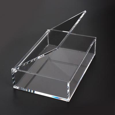 China Modern Customized 180 Degree Opening Hinge Top Acrylic Box with Safe Chamfered Lucite Organization Case Storage Box for sale