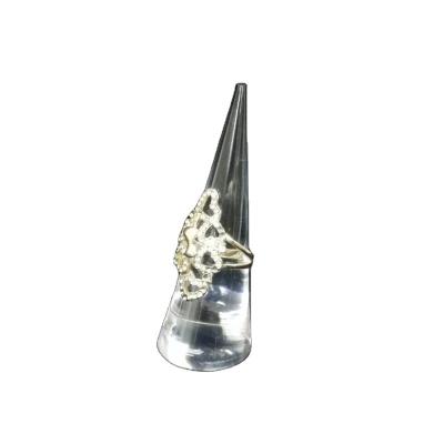 China Popular Modern Fashion Mini Acrylic Jewelry Finger Ring Holder Triangle Cone Jewelry Display Stand Rack for sale