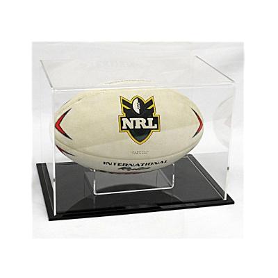 China Customized modern safe chamfer perspex clear rugby protector showcase ball safe removable base display box for sale