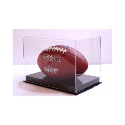 China Customized modern clear transparent acrylic box football showcase rugby soccer ball holder for sale