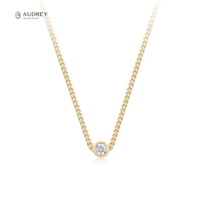 China Statement GHSI DIamond Thick Cuban Chain Necklace 14k Solid Gold Audrey 585 Gold Female Chain FASHIONABLE Neck Pendant Necklace for sale