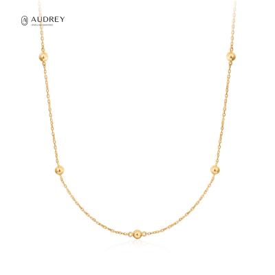 China Audrey Orb Round Bead Pendant Lead Free Nickel Layered Orbit Ball 14K Gold Solid Gold Fine Jewelry Necklace For Women for sale