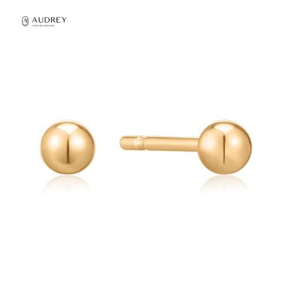 China Audrey Solid Gold Jewelry Wholesale Ball Joints Globe Design 14K Gold TRENDY Minimalist Gold Earring Fine Jewelry For Women for sale