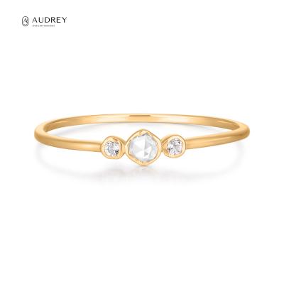 China Audrey Wholesale Solid Gold Gemstone Sapphire Topaz Fine Jewelry 14K White Gold Ring Lead Free Nickel Free Jewelry For Women for sale