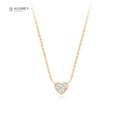 China Audrey's 14K Real Diamond Heart Personalized Necklace Adjustable Lead Free Nickel Free Dainty Love Luxury Jewelry for sale