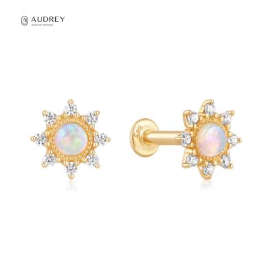 China Audrey Fine Jewelry Star Sun Hypoallergenic Form Opal Gemstone Wholesale 14K Solid Gold Puncture Jewelry for sale