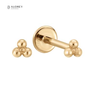 China Jewelry Body Fine Jewelry Audrey Helix Piercing Flat Back Studs Wholesale Minimalist Dot Ball Screw Studs Solid Gold Nickel Free for sale