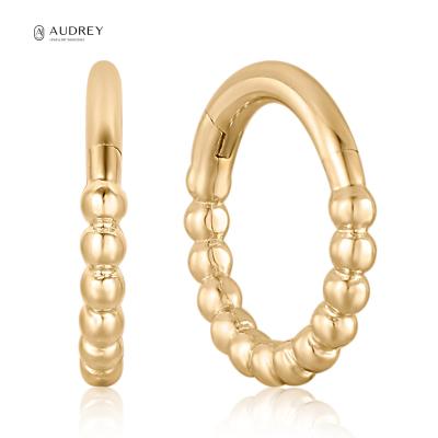 China Audrey Environmentally Friendly GLOBE Jewelery Daith Helix Clicker Round Ball 14K Solid Gold Perforation Jewelry Circle Earring Fine Clip On Ear for sale