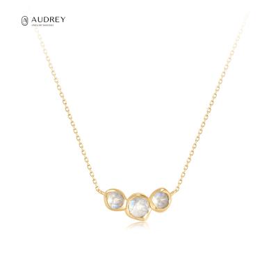 China Audrey Drop Shipping 9K 10K 18K Real Gold 14K Gold Moonstone Jewelry Solid Pendant Necklace Solid Gold Jewelry for sale