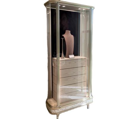 China Retail Store Luxury High End Custom Made Wooden Glass Jewelry Display Cabinet for sale