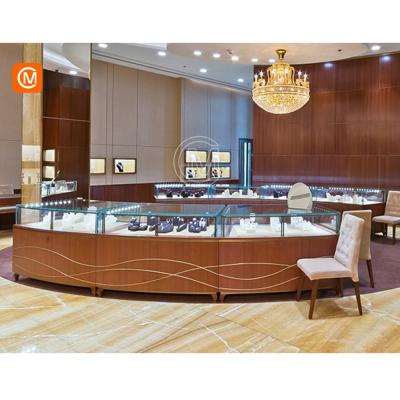 China Modern Design Luxury Commercial Wooden Glass Jewelry Display Cabinet Jewelry Showcase for sale