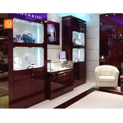 China Luxury High End Wooden Retail Store Jewelry Display Wall Showcase for sale