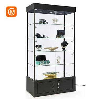 China Retail Store Luxury Modern Lockable Wooden Door Display Glass Display Cabinet for sale