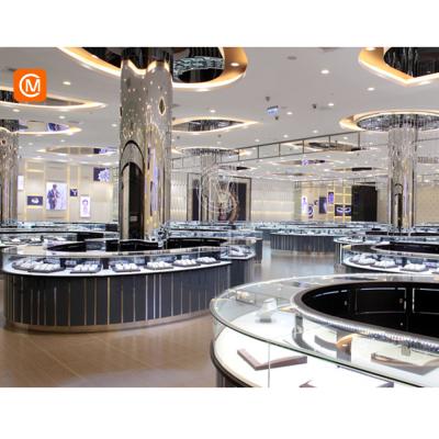 China Luxury High End Wooden Retail Store Jewelry Showcase Counter Round Design for sale