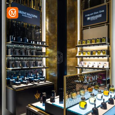 China Luxury Luxury Wall Mounted Display Stand Rack Design For Perfume Shop Display Cabinet for sale