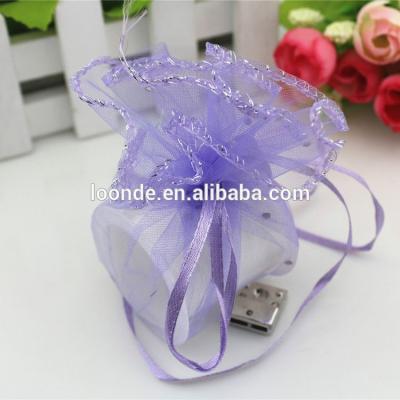 China Recyclable Transparent Lavender Round Mini Organza Silk Jewelry Bag For Sachet for sale