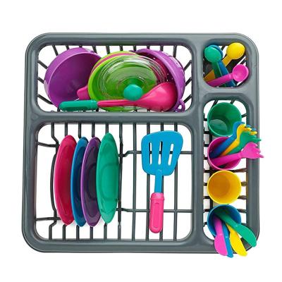 China Kids Pretend Play Dishes Kitchen Wash and Dry Dish Rack Toy with Dish Rack (28 Pieces) 0.00*0.00*0.00cm for sale