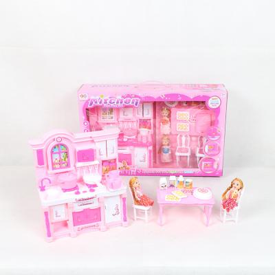 China Plastic kids kitchen play set with doll kitchen accessories for sale