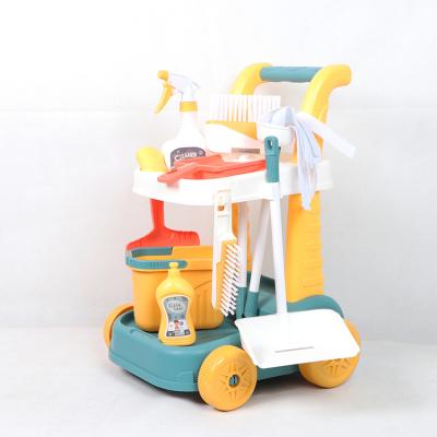 China Toddler 11PCS Plastic Pretend Play Housekeeping Cart Cleaning Toy Set for Children and Toddler for sale