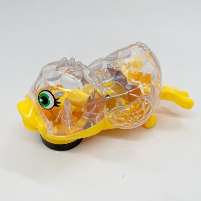 China Children's Birthday Gift Electric Universal Transparent Gear Glowing Cute Duck Toy Rotating Light Music Duck 20.00*8.50*6.50cm for sale