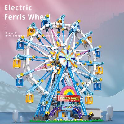 China Large 870PCS DIY Plastic Ferris Wheel Electric Track Binary Blocks Building Blocks Toys For Children for sale