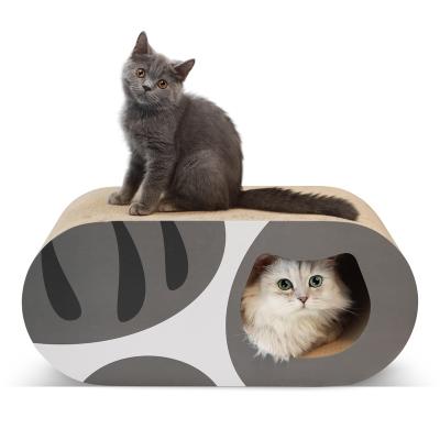 China New Environmentally Friendly Clean Hygienic Portable Animal Cage Toy Cardboard Cat Work Area Scratcher Pet Bed Play House for sale