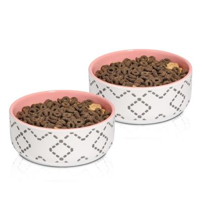 China 2 Viable In 1 Hot Selling Double Cat Food Bowl Pet Supplies Newest Dog Food Water Bowl Design 2021 Customized Ceramic Pet Bowl Design for sale