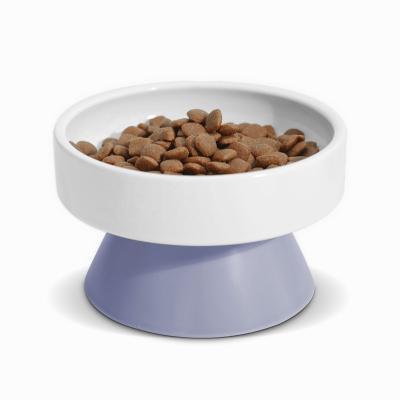 China Wholesale Sustainable Geometry evevated Clean Dog Eco-friendly High Cat Food Water Bowl Easy Cat Feeder Pet Bowls Ceramic Food Grade for sale