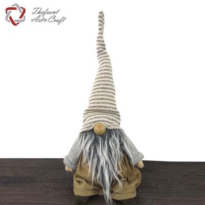 China Christmas Decoration Hot Sales Striped Hat Cloth Gnome Soft Plush Christmas Toy With Gray Beards for sale