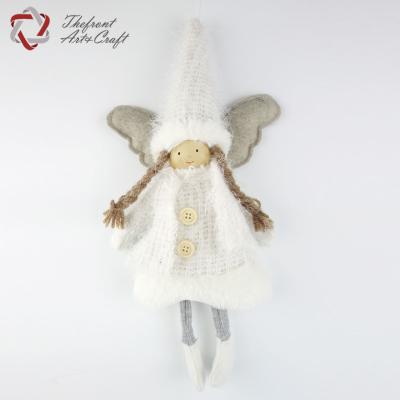 China Christmas Decoration China Manufacturer Christmas Decoration White Hanging Hat And Clothes Doll Angel With Wing for sale