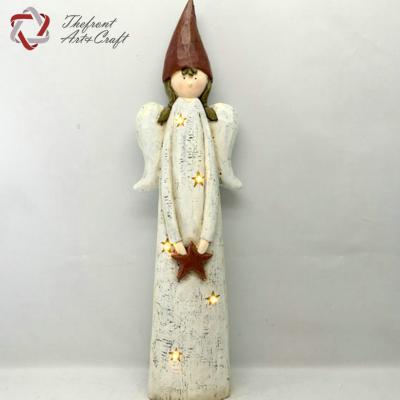 China Crafts Angel Figurine Red Hat Led Light Holiday Crafts Wing Christmas Angel Figurine Participation Star for sale